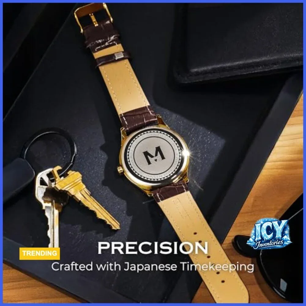 Ultra-Thin Analog Dress Watch with Genuine Leather Strap